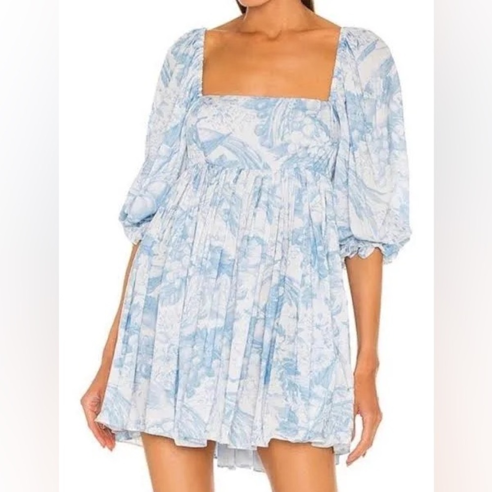 Brand New With Tags Selkie The Puff dress in Baby Blue Toile Selkie Size XL